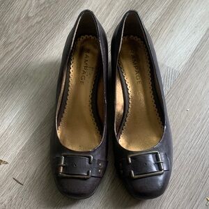 Rampage Dark Brown Buckle Heels